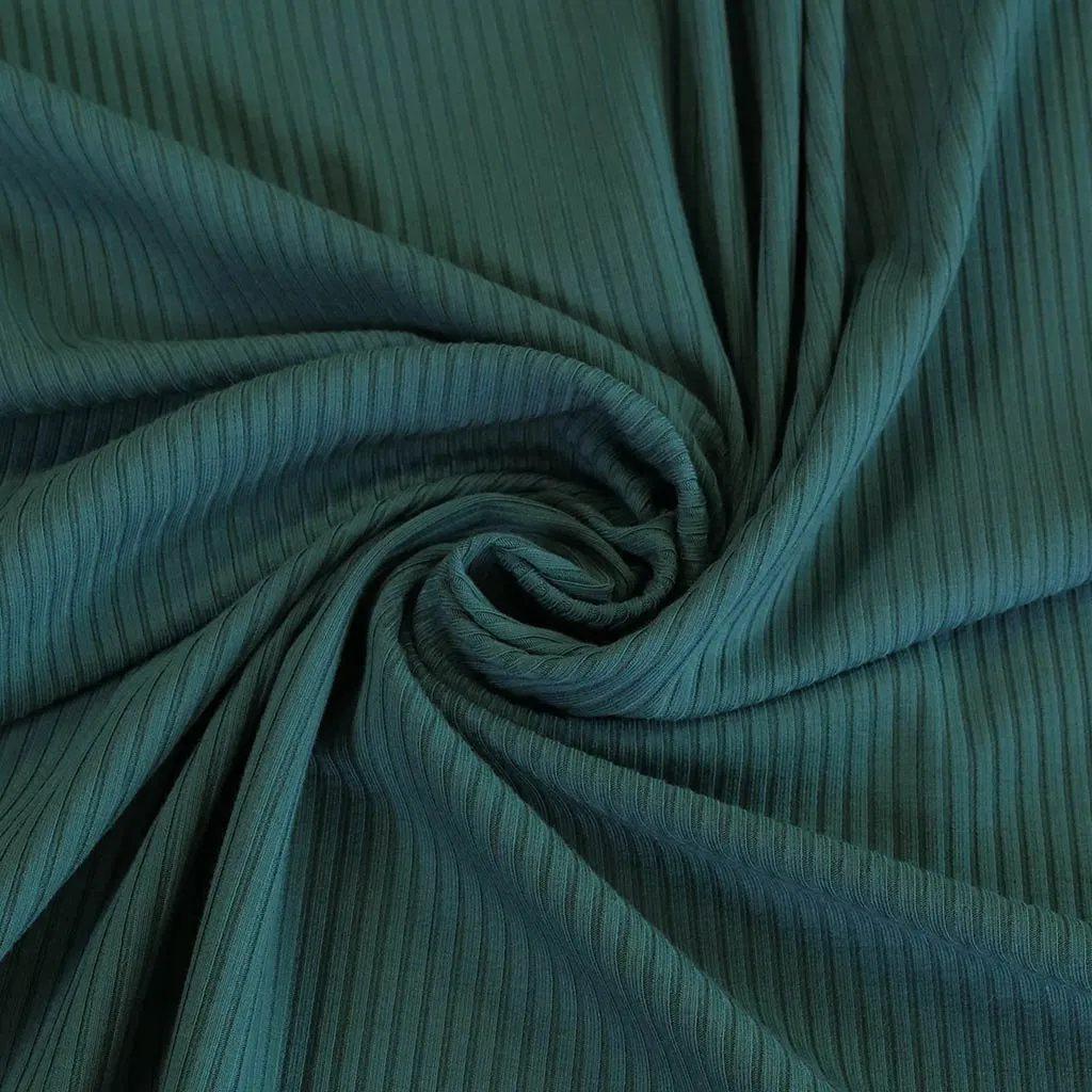Fuji - Ocean Teal Bamboo and Elastane Rib Knit Fabric Sample