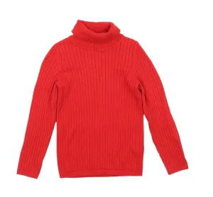 George Red Ribbed Soft Knit Polo Jumper - Girls 9-10yrs