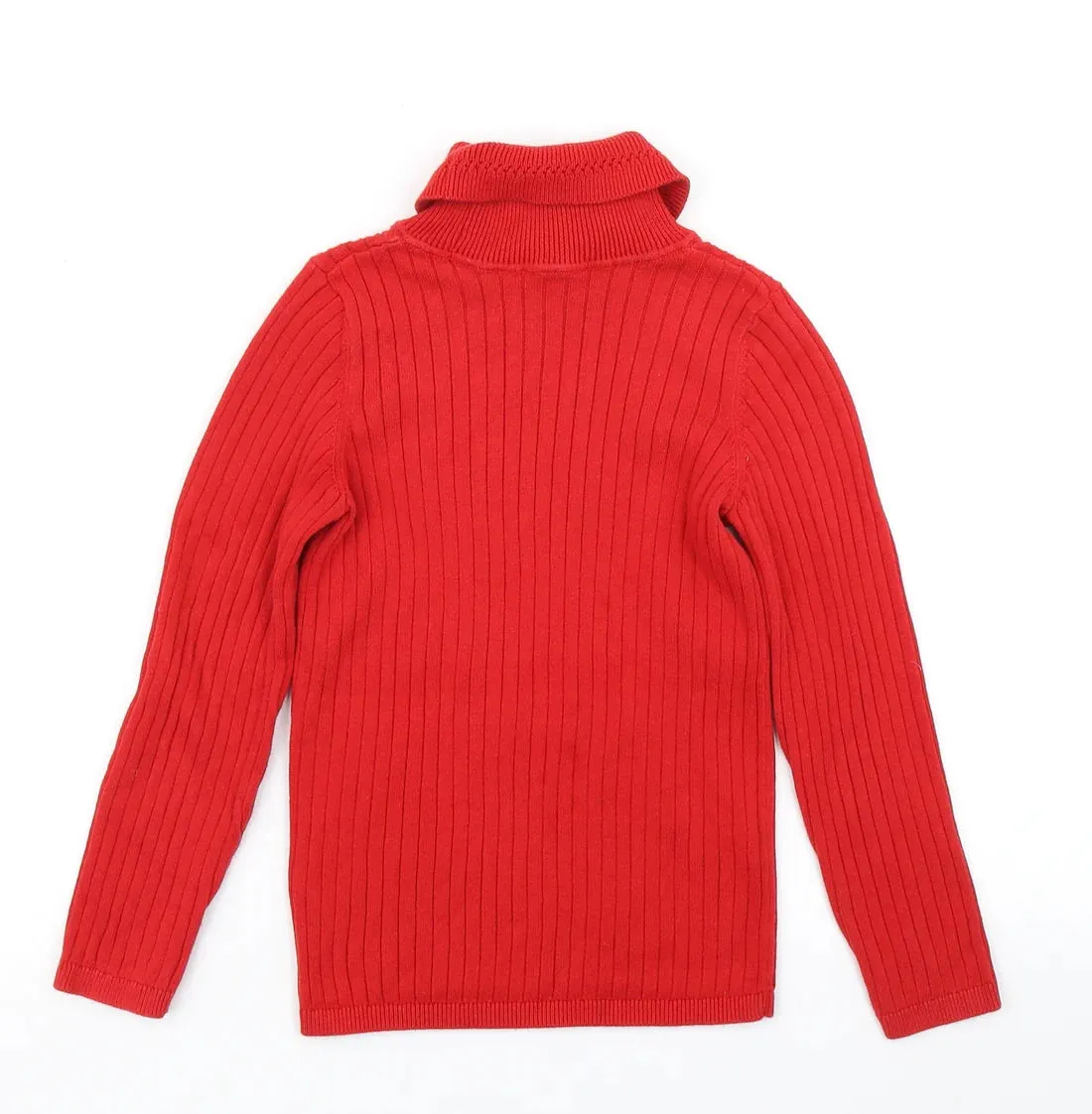 George Red Ribbed Soft Knit Polo Jumper - Girls 9-10yrs