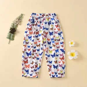 Girls Butterfly Cartoon Printed Casual Trousers Wholesale Childrens Clothing Suppliers