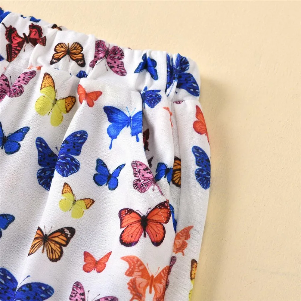 Girls Butterfly Cartoon Printed Casual Trousers Wholesale Childrens Clothing Suppliers