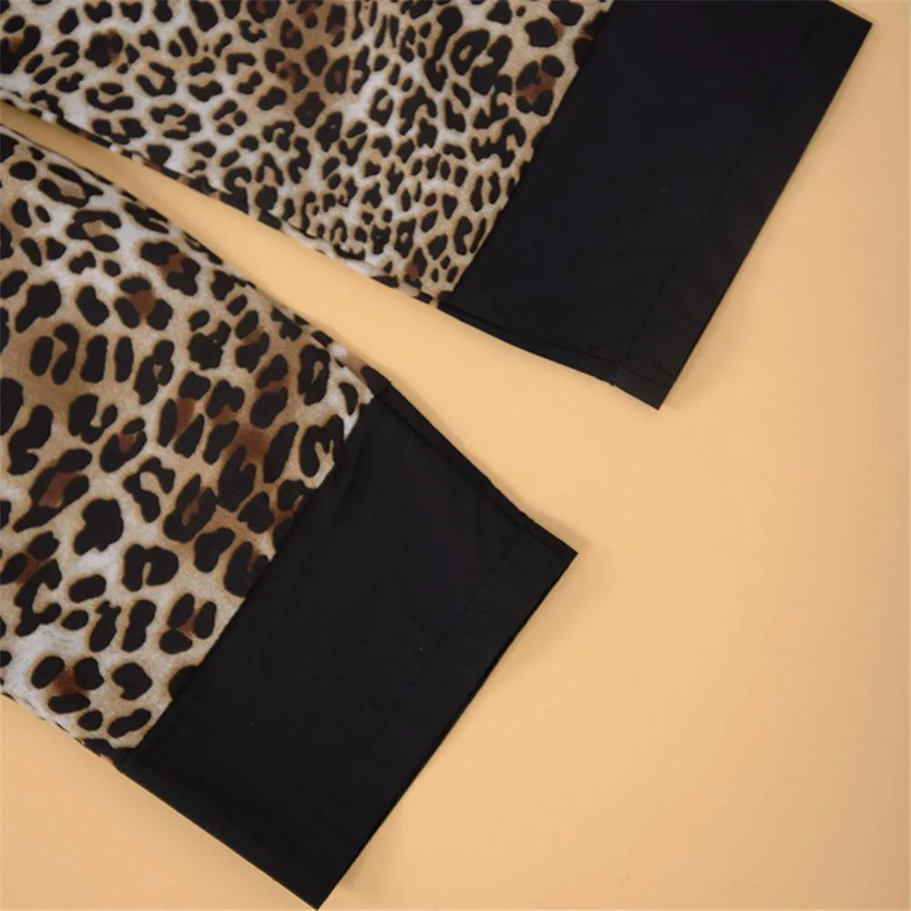 Girls Button Cardigan Leopard Long  Sleeve Top & Trousers Girls Wholesale