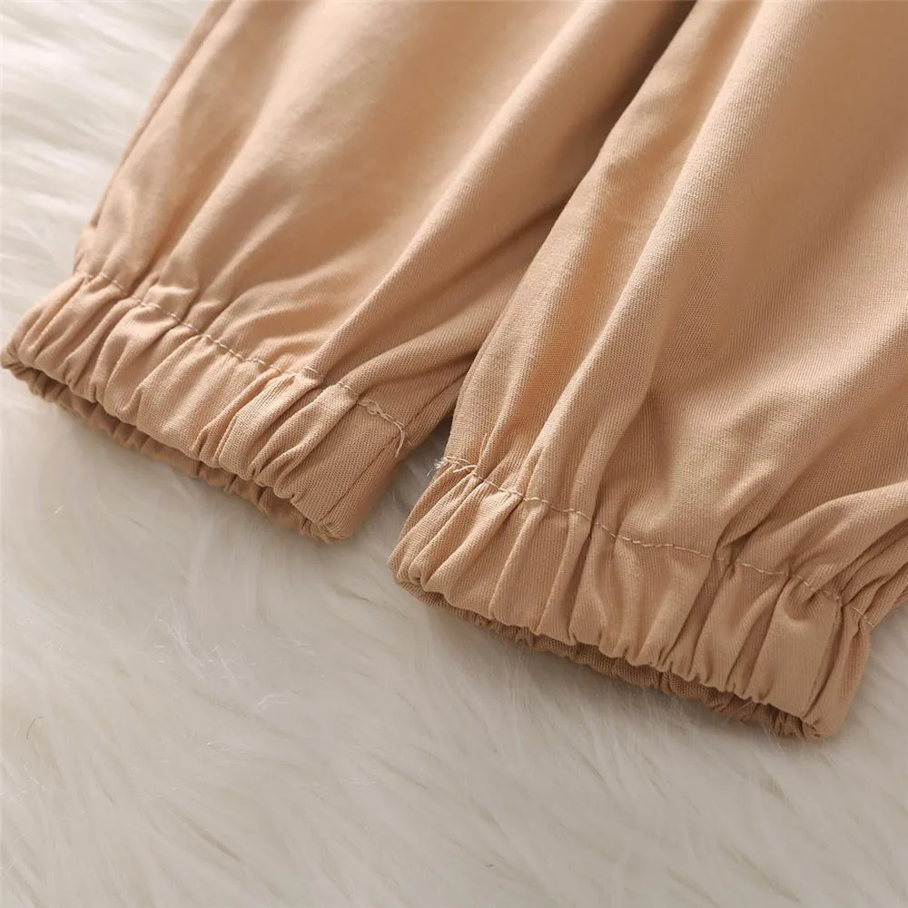 Girls Lace Flying Sleeve Solid Color Top & Trousers Trendy Kids Wholesale clothes