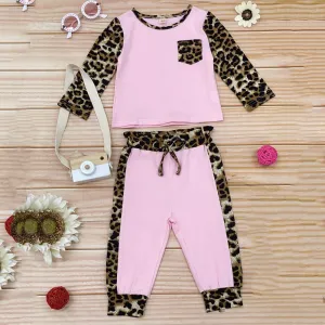 Girls Leopard Crew Neck Long Sleeve Top & Trousers Girls Clothes Wholesale