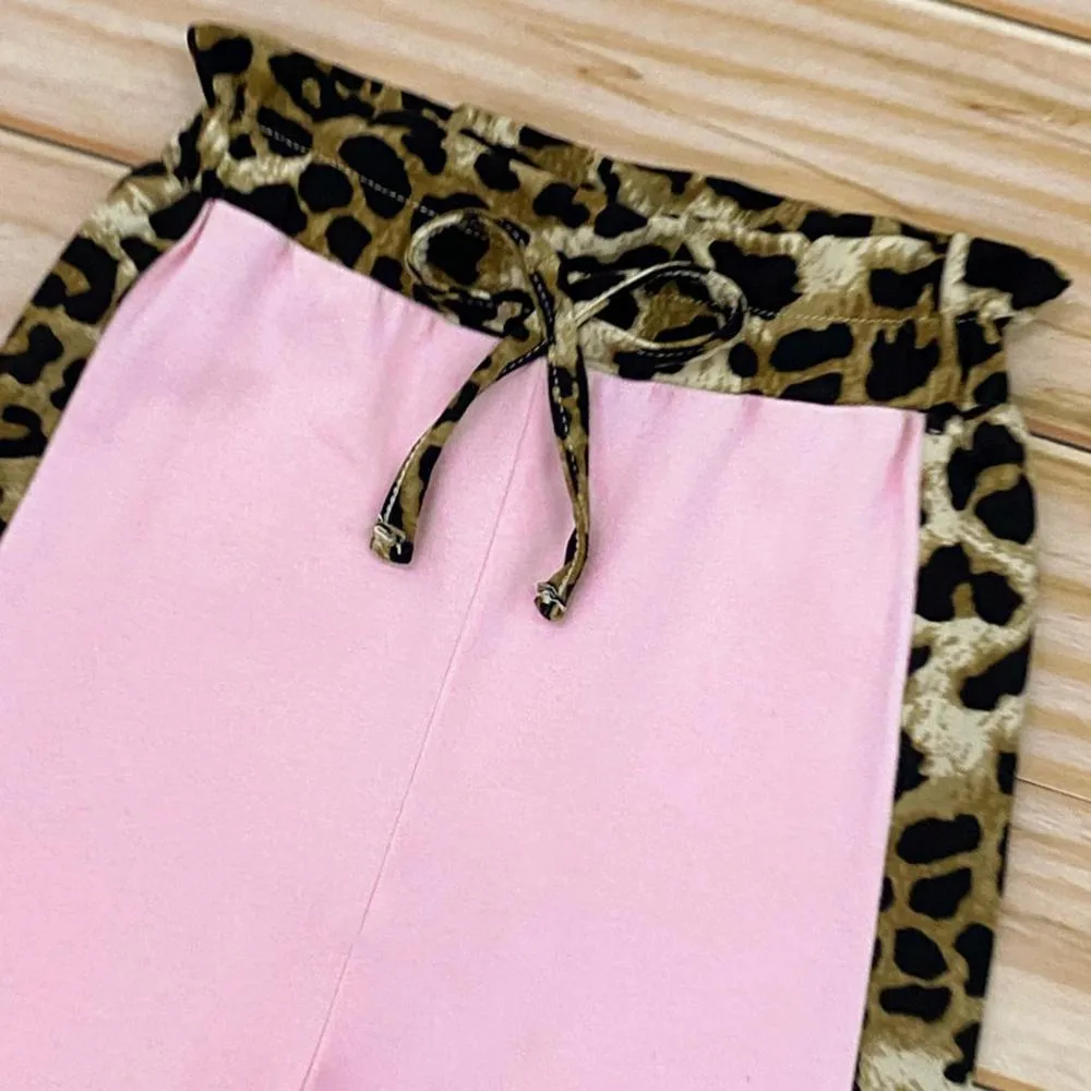 Girls Leopard Crew Neck Long Sleeve Top & Trousers Girls Clothes Wholesale