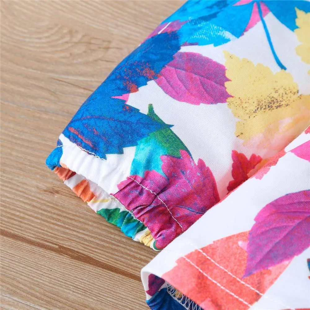 Girls Maple Leaf Printed Long Sleeve Top & Trousers Toddler Girls Wholesale
