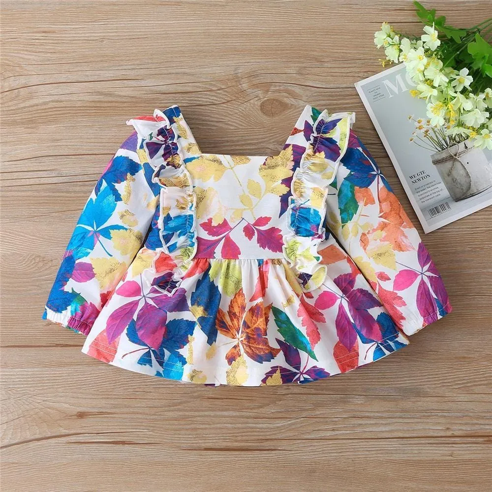 Girls Maple Leaf Printed Long Sleeve Top & Trousers Toddler Girls Wholesale