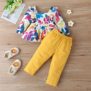 Girls Maple Leaf Printed Long Sleeve Top & Trousers Toddler Girls Wholesale
