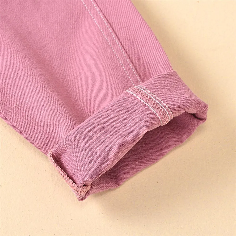Girls Solid Color Pocket Trousers Wholesale Little Girl Boutique clothes
