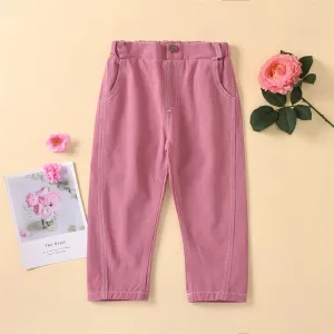 Girls Solid Color Pocket Trousers Wholesale Little Girl Boutique clothes
