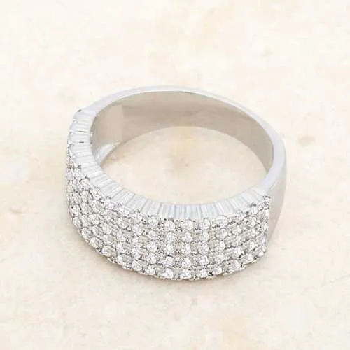 Gwen 1ct CZ Rhodium Wide Ring