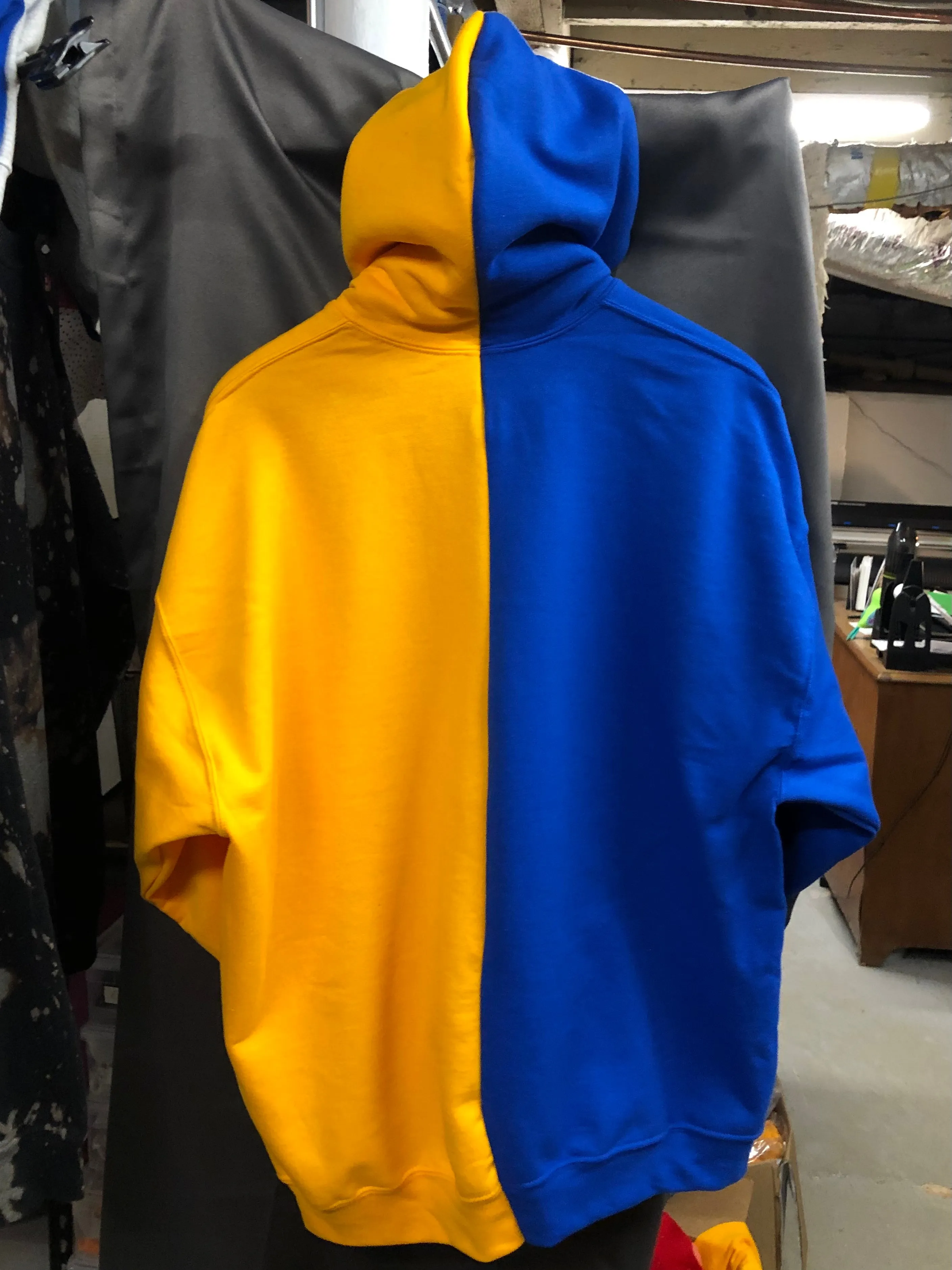 Handmade Fisk University Royal Gold Half and Half Unisex Hoodie with Pockets