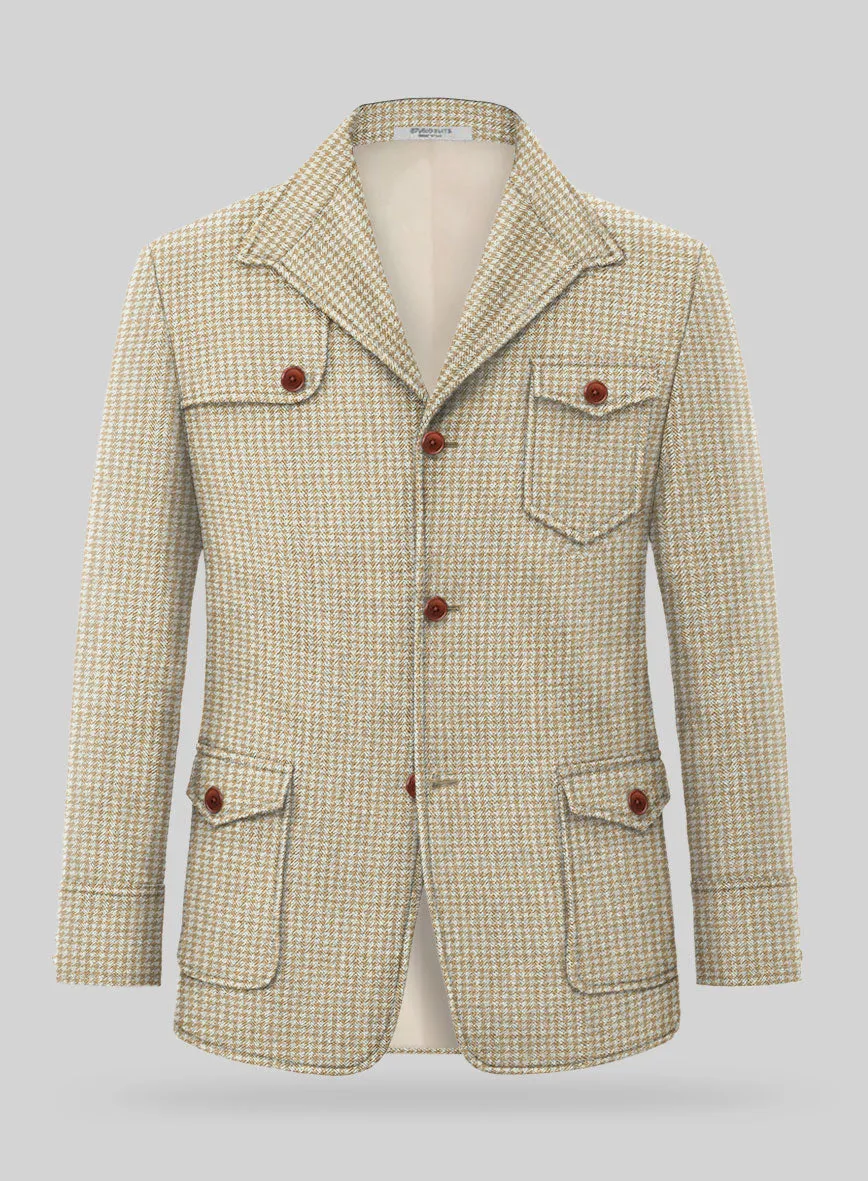 Highlander Heavy Beige Houndstooth Hunter Style Tweed Jacket