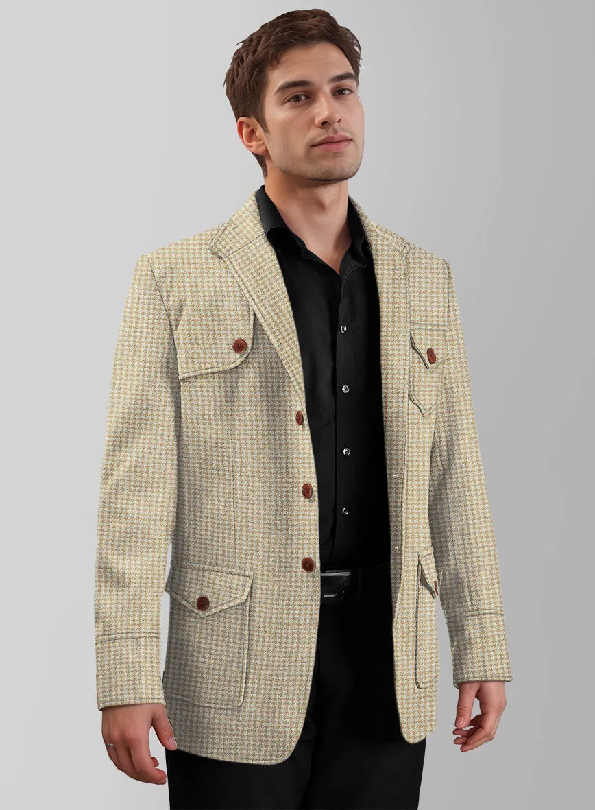 Highlander Heavy Beige Houndstooth Hunter Style Tweed Jacket
