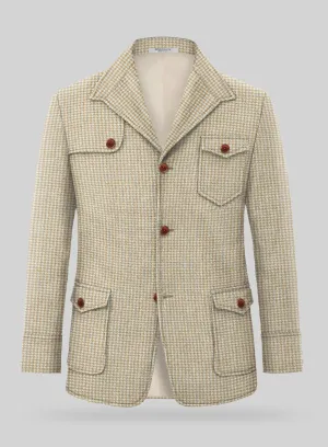 Highlander Heavy Beige Houndstooth Hunter Style Tweed Jacket