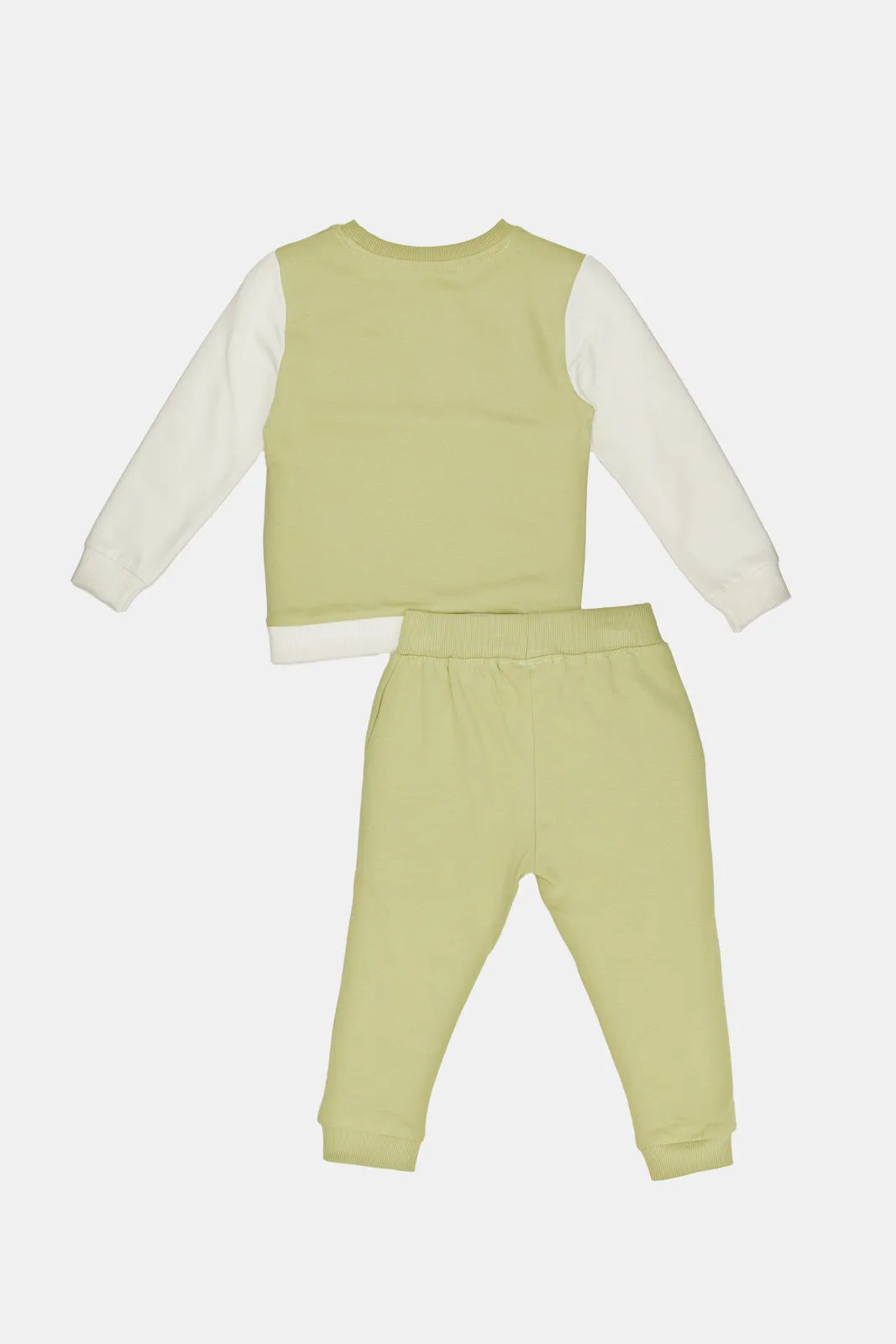Infant Boys Green And Beige Mickey Mouse Jog Suit (2 Piece)