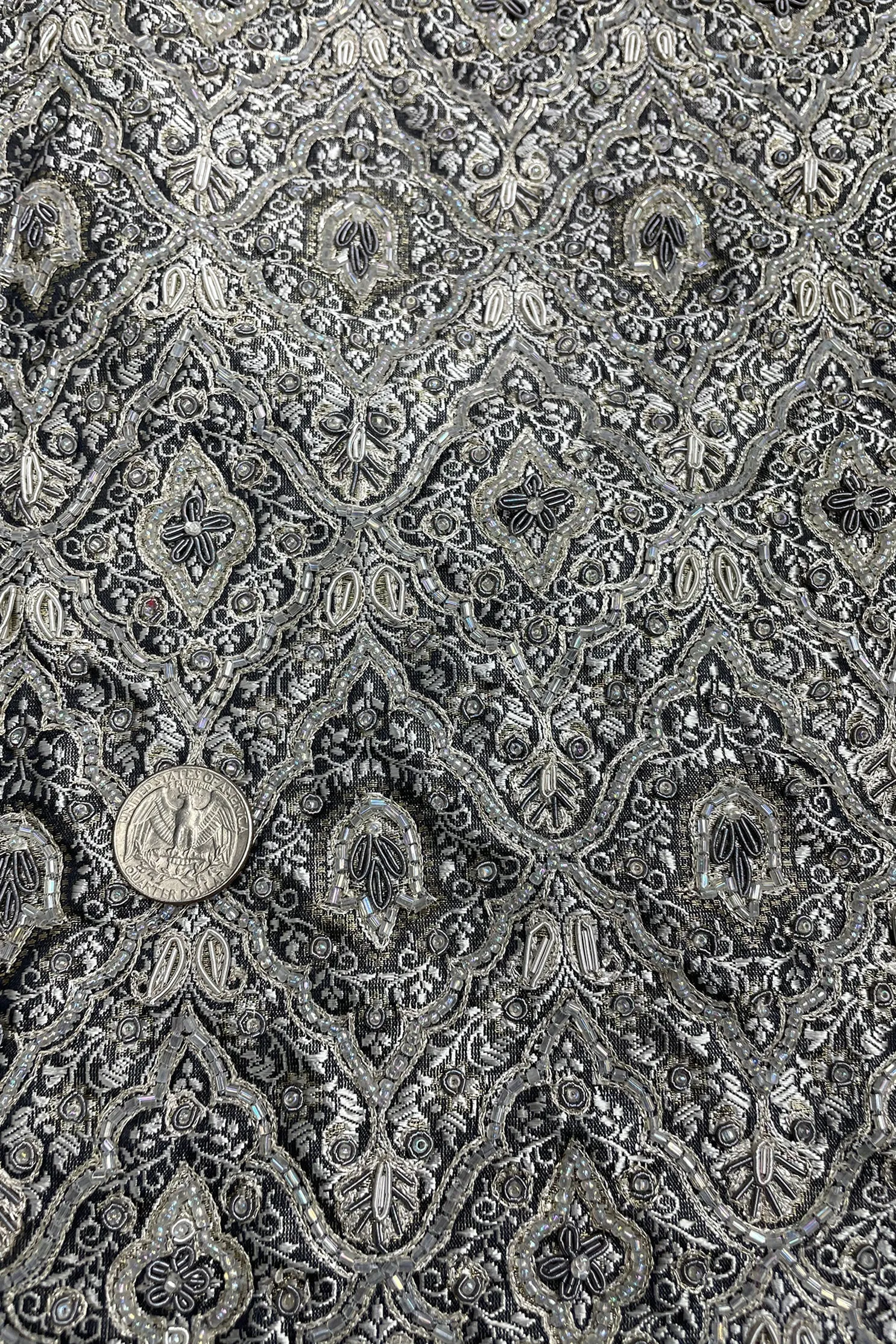 Iridescent Beading on Dark Gray