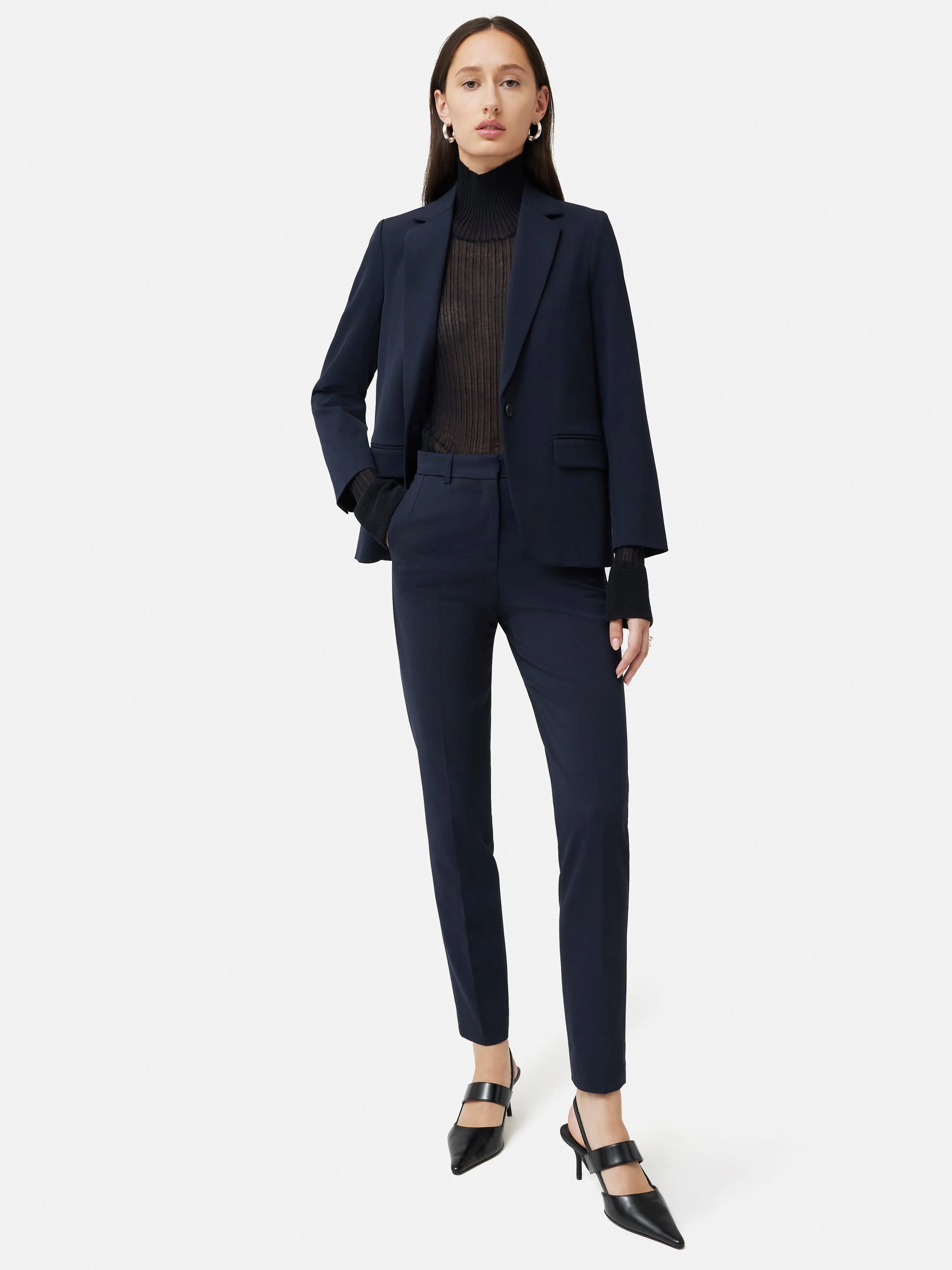 Italian Wool Stretch Paris Slim Fit Trouser | Navy