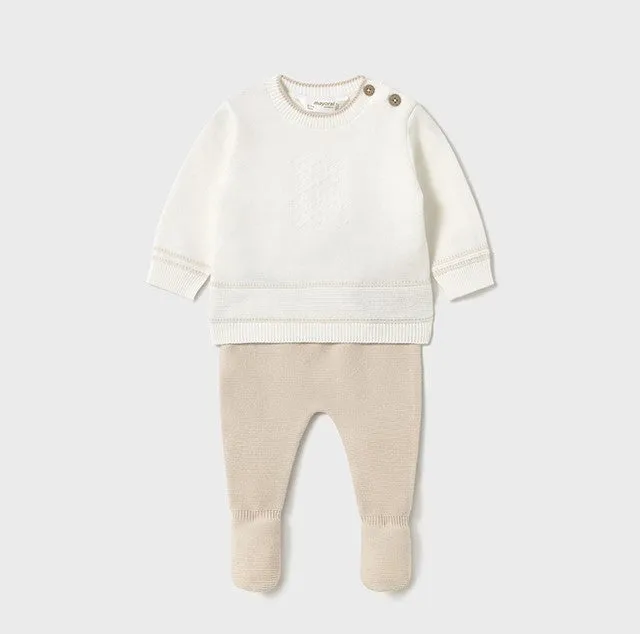 Ivory and Beige 2 Piece Babygrow