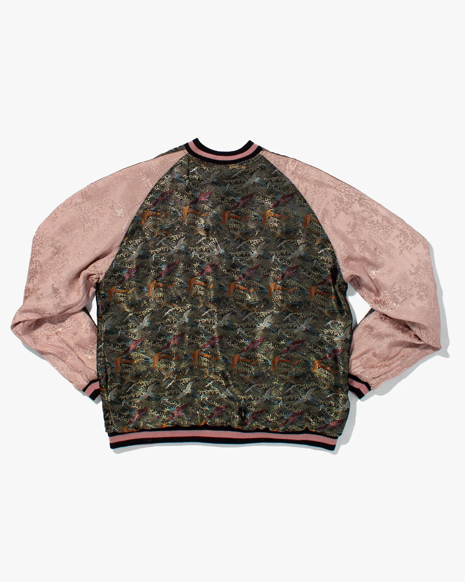 Japanese Repro Souvenir Jacket, Reversible, Pink with Red Goldfish and Blossoms