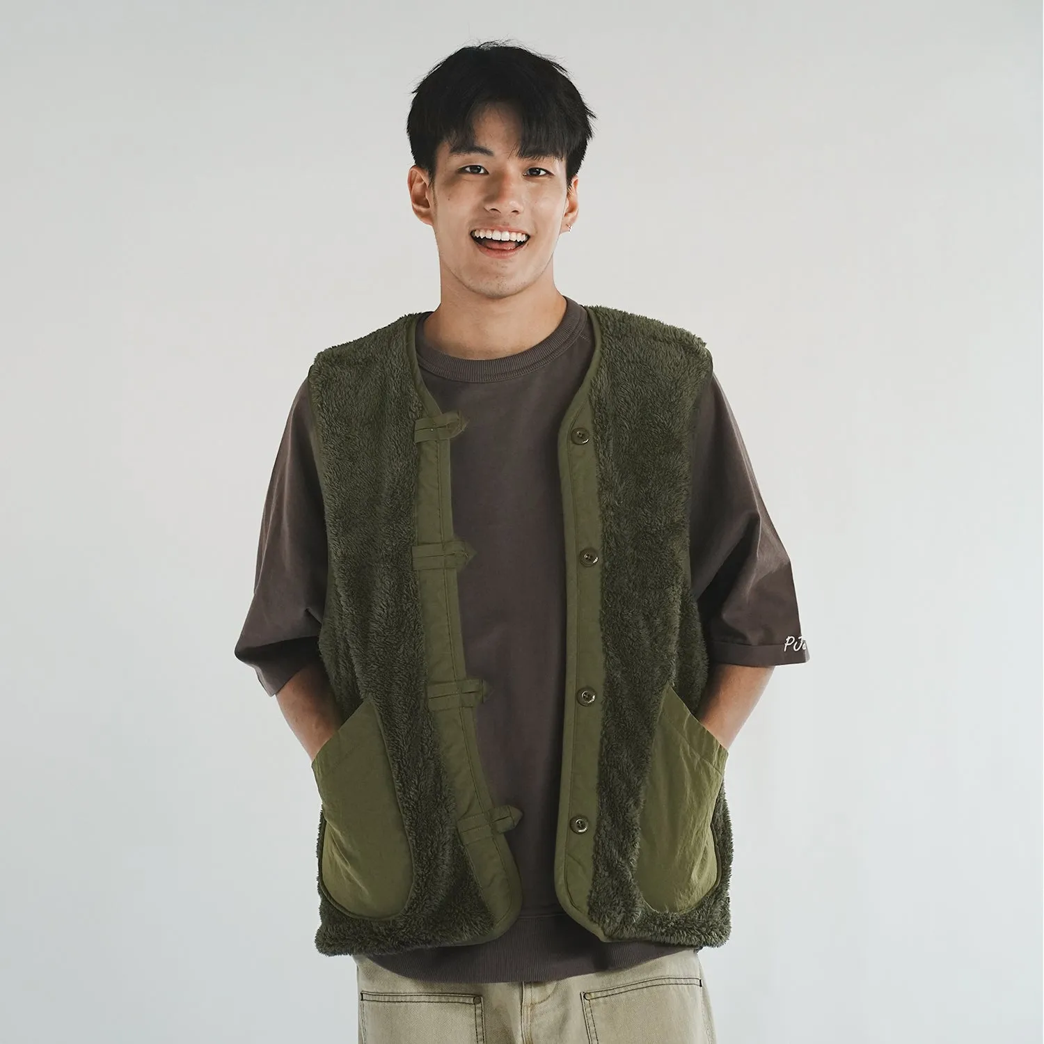 (JK367) 2 Face Fleece Vest Jacket