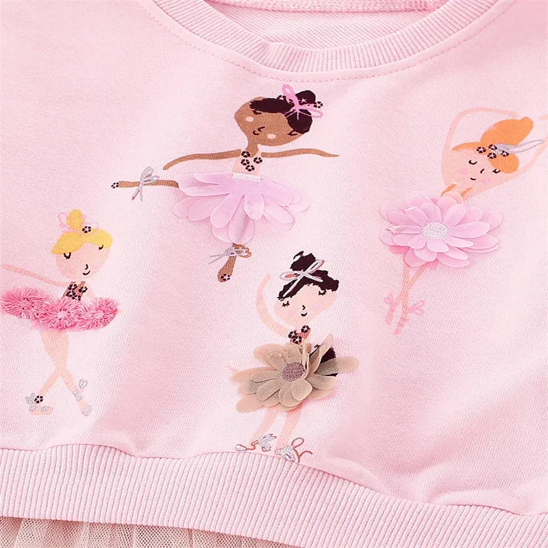 Kids Girls Cartoon Embroidery Applique Design Sweatshirts