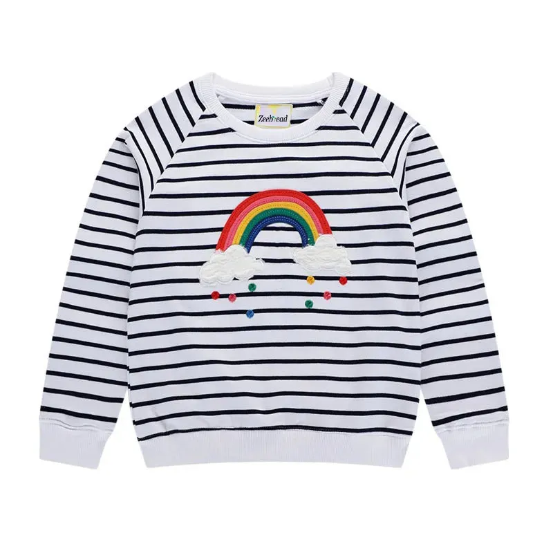 Kids Girls Cartoon Embroidery Applique Design Sweatshirts