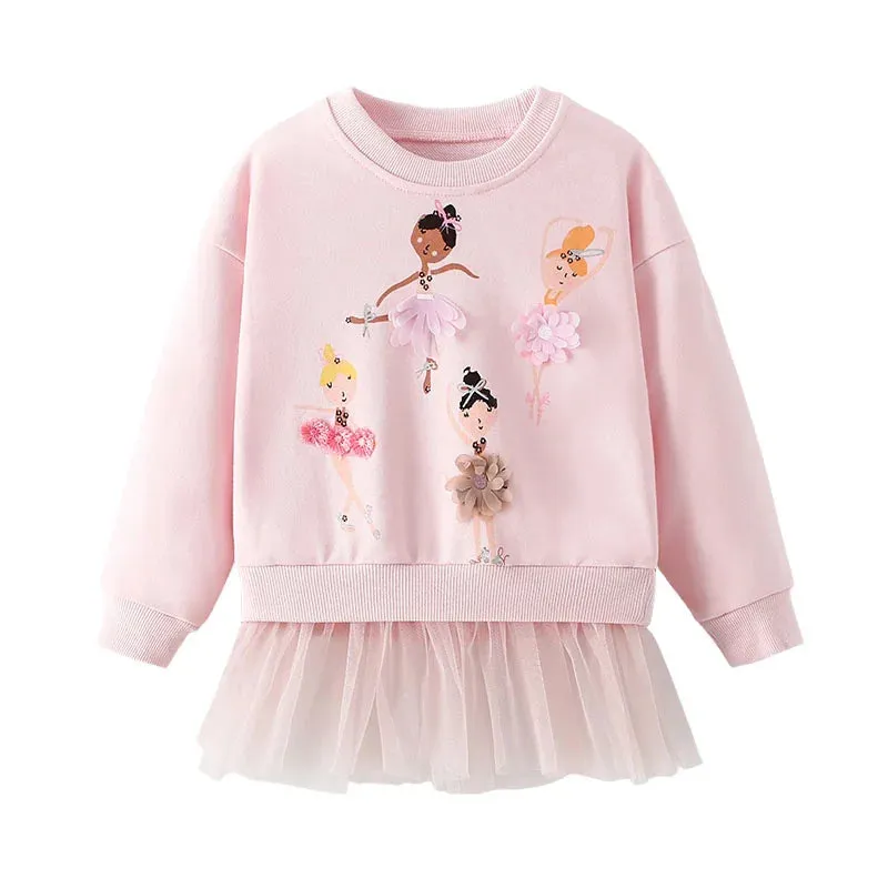 Kids Girls Cartoon Embroidery Applique Design Sweatshirts