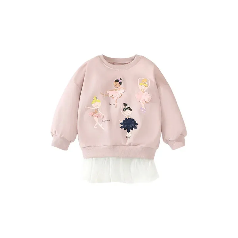 Kids Girls Cartoon Embroidery Applique Design Sweatshirts