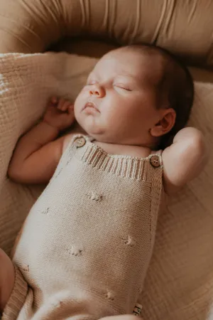 Knitted Jumpsuit - Cotton - Oatmeal