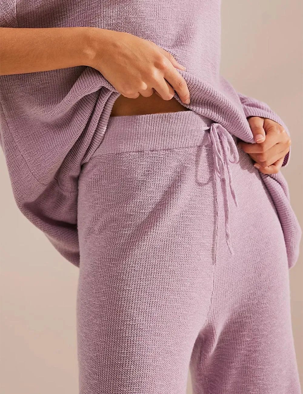 Ladies Solid Color Sweater and Pants Set SKST469
