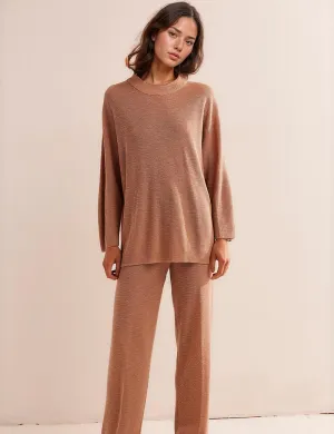 Ladies Solid Color Sweater and Pants Set SKST469