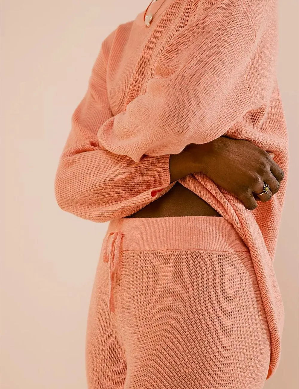 Ladies Solid Color Sweater and Pants Set SKST469