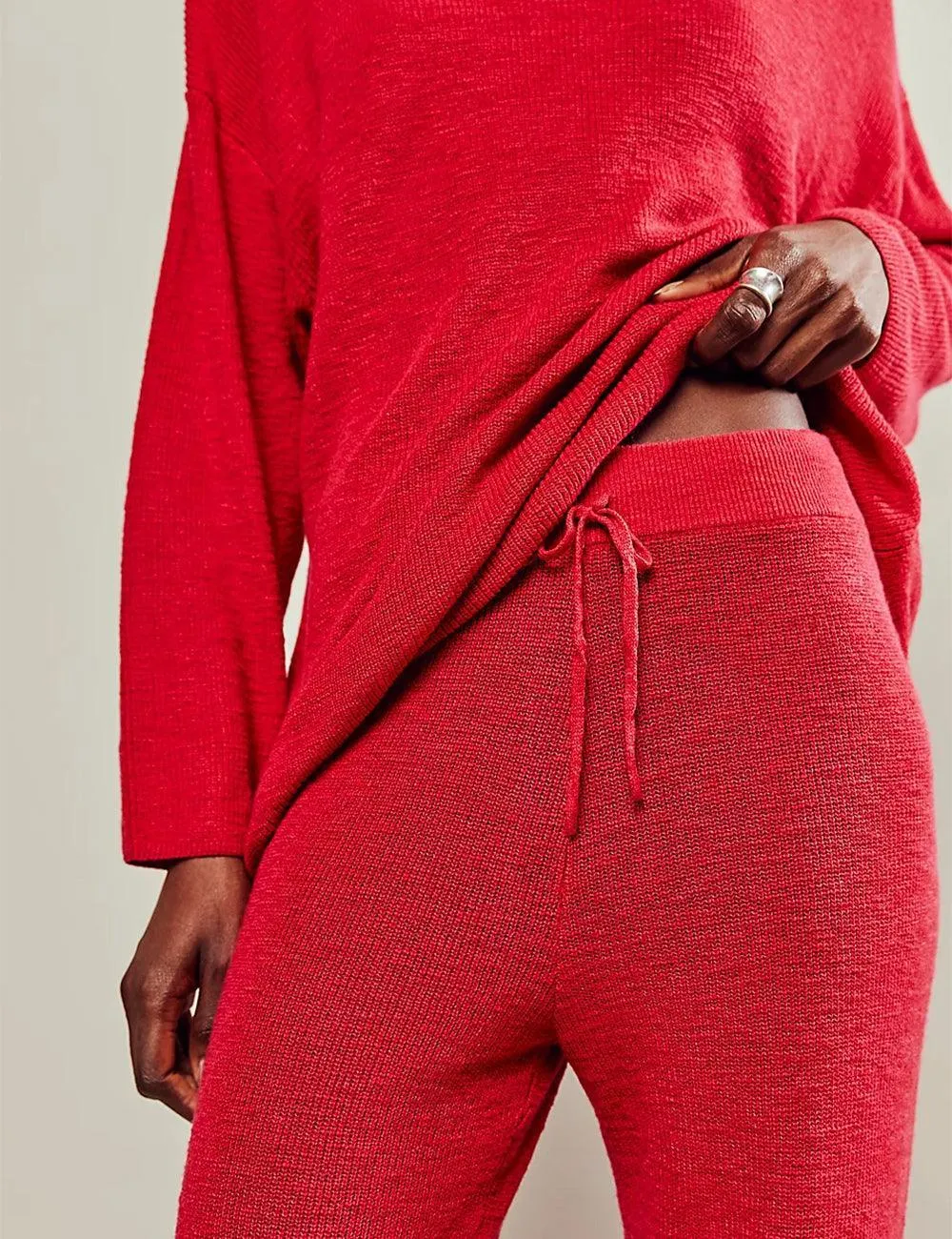 Ladies Solid Color Sweater and Pants Set SKST469