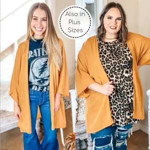 Last Chance Size Small & Med. | Like a Melody Solid Sheer Kimono in Mustard Yellow