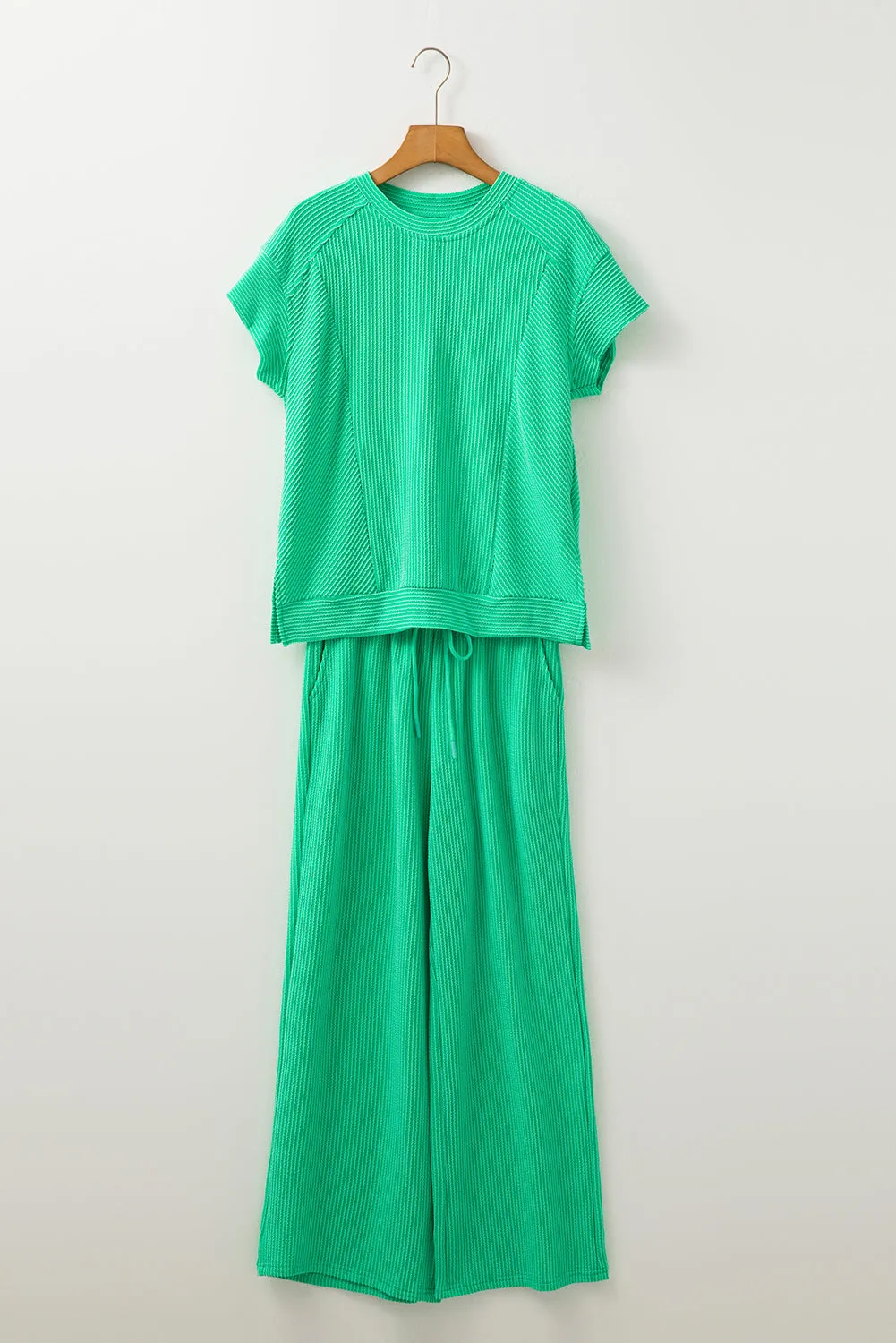Leilany Corded Knit Short Sleeve Set