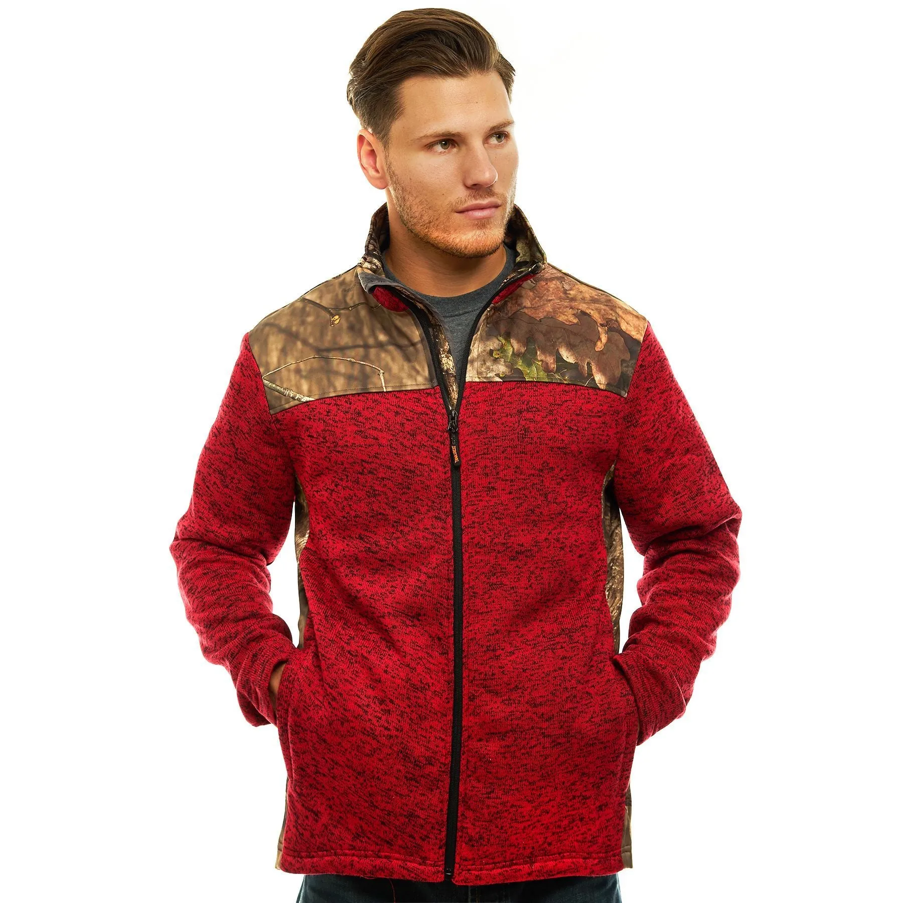 Men's Mossy Oak Signature Sweater Fleece Jacket Break-Up Country Camo