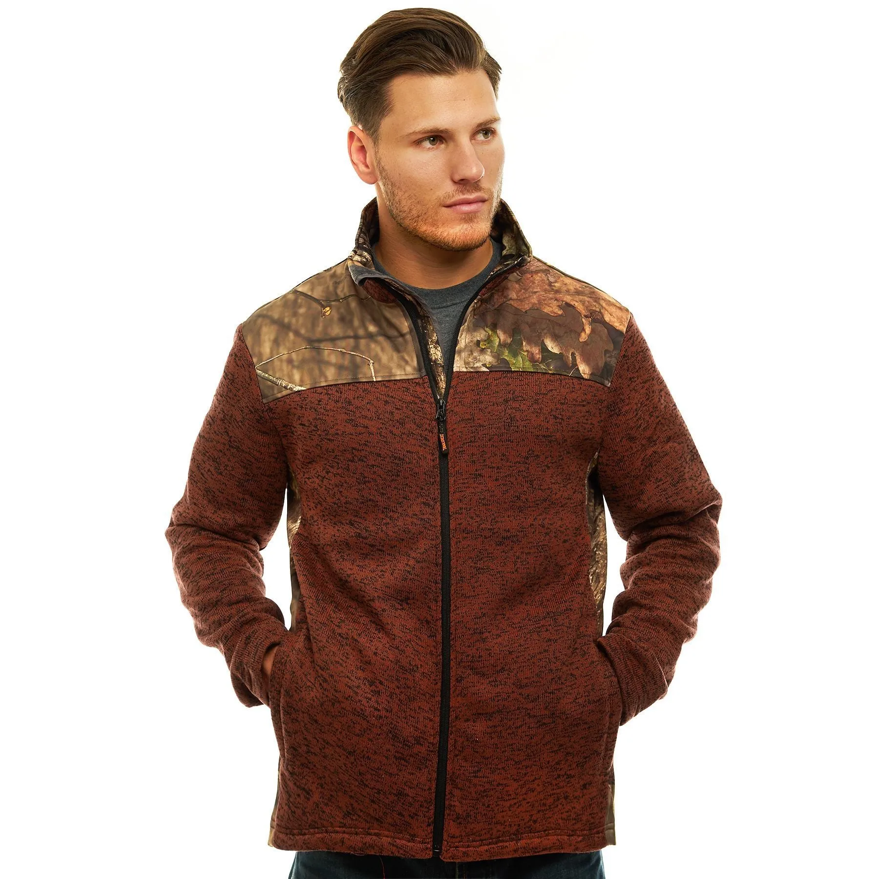 Men's Mossy Oak Signature Sweater Fleece Jacket Break-Up Country Camo