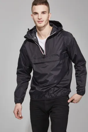 Men's Quarter Zip Black Waterproof Rain Jacket