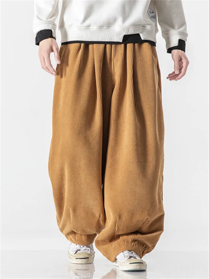 Men's Winter Corduroy Trendy Loose Floor-Length Harem Pants