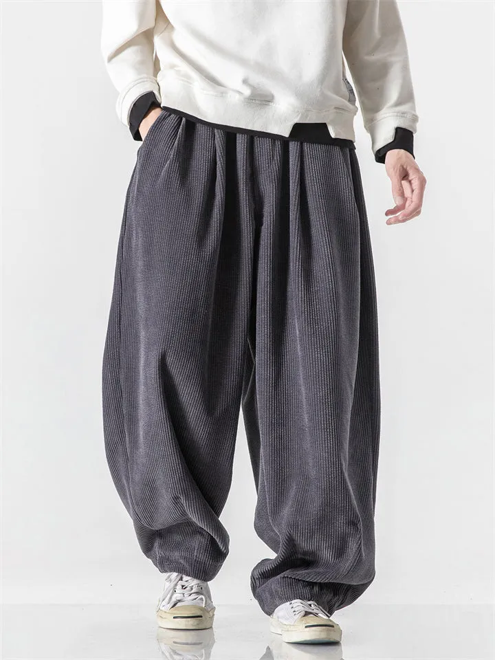 Men's Winter Corduroy Trendy Loose Floor-Length Harem Pants