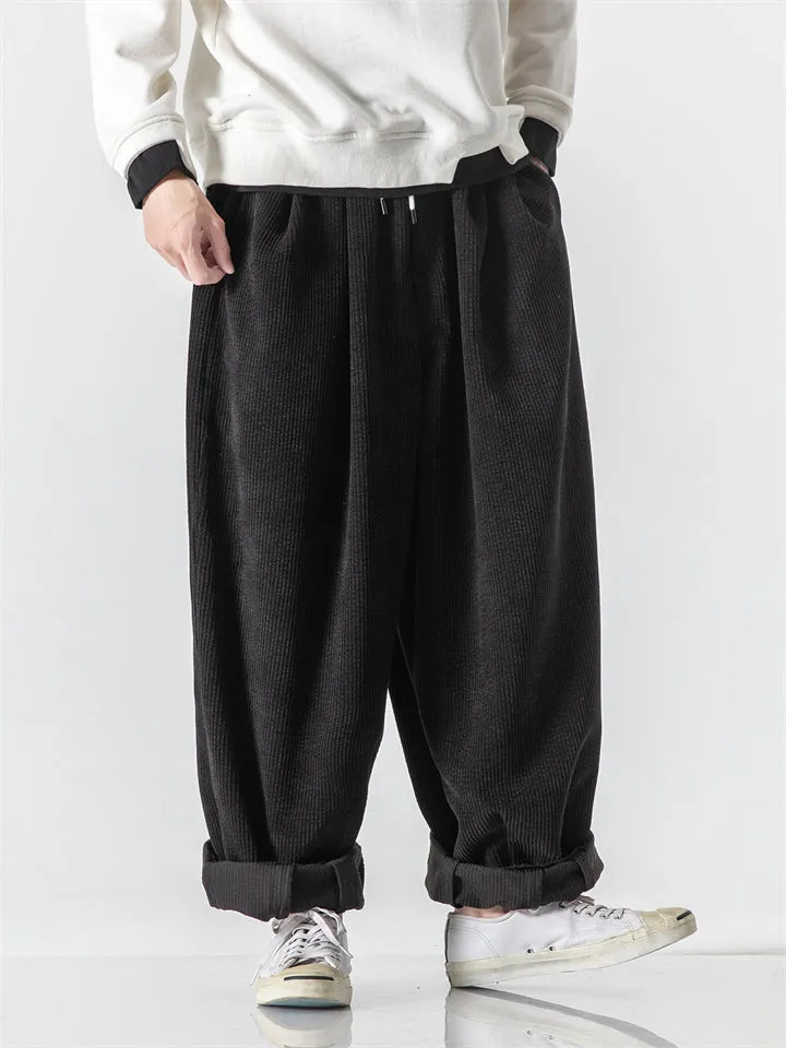 Men's Winter Corduroy Trendy Loose Floor-Length Harem Pants