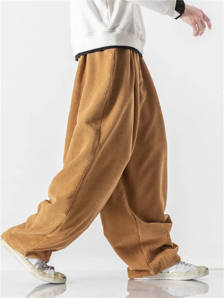 Men's Winter Corduroy Trendy Loose Floor-Length Harem Pants