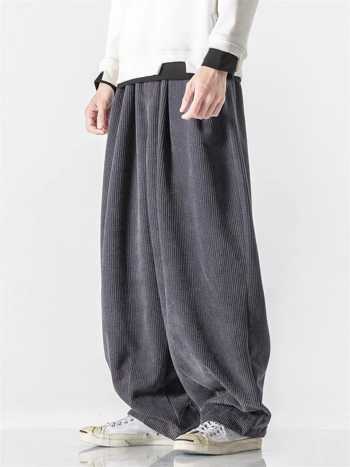 Men's Winter Corduroy Trendy Loose Floor-Length Harem Pants
