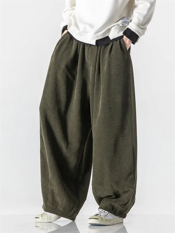 Men's Winter Corduroy Trendy Loose Floor-Length Harem Pants