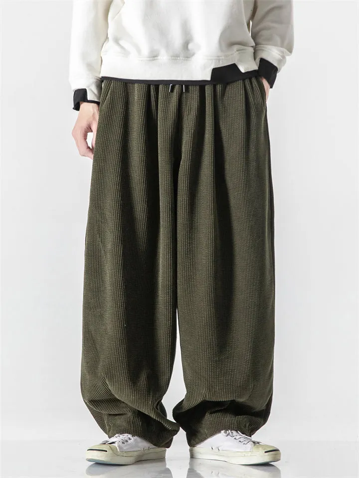 Men's Winter Corduroy Trendy Loose Floor-Length Harem Pants