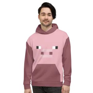 Minecraft Pig Face Adult Pullover Hoodie