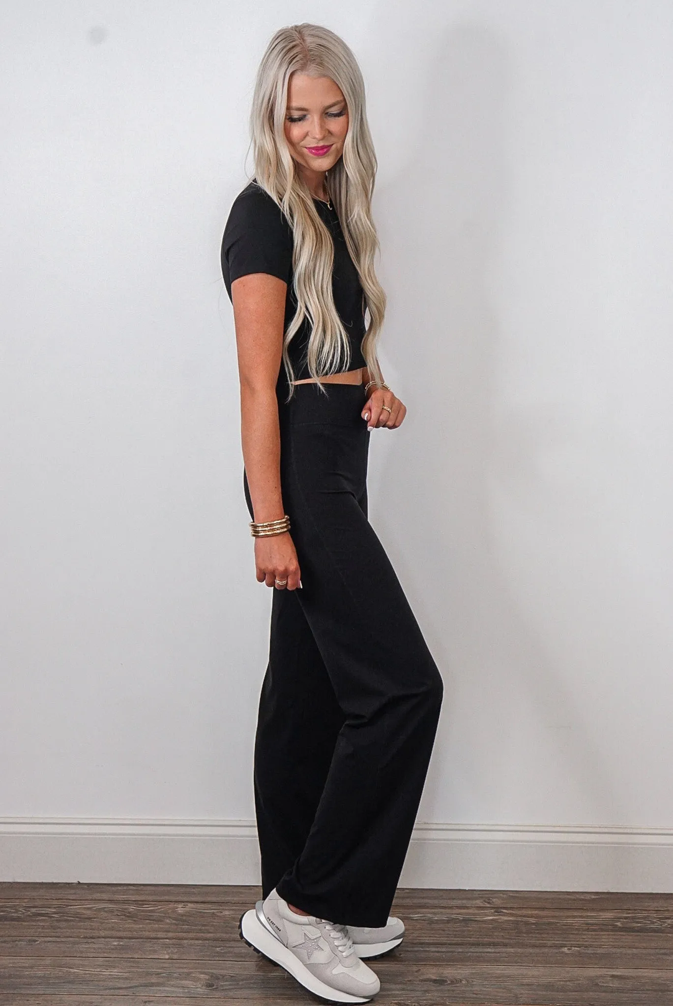 Mono B Black Wide Leg Pants