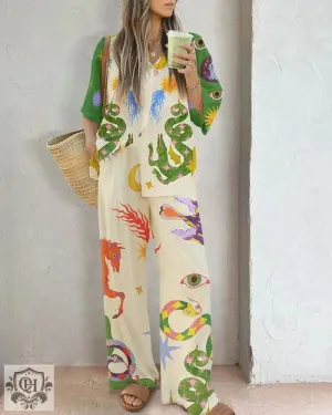 Mythical Print Shirt & Trousers Set