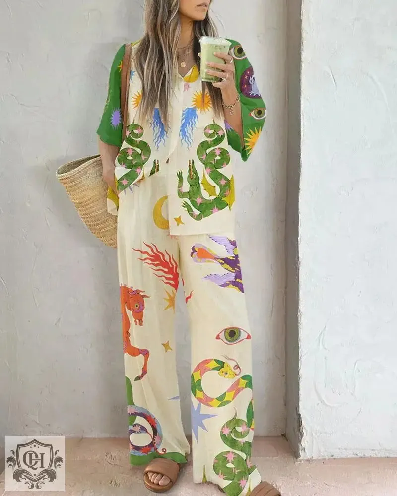 Mythical Print Shirt & Trousers Set